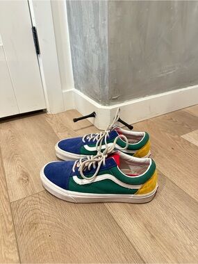 Vans Old Skool Multicolor Suede Sneakers Blue Green Yellow Size 8